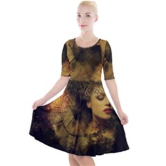 Surreal Steampunk Queen From Fonebook Quarter Sleeve A-line Dress by 2853937