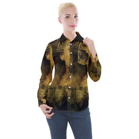 Surreal Steampunk Queen From Fonebook Women s Long Sleeve Pocket Shirt by 2853937