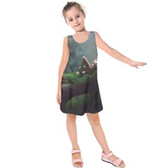 Wooden Child Resting On A Tree From Fonebook Kids  Sleeveless Dress by 2853937