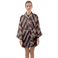 Vintage Grunge Geometric Chevron Pattern Long Sleeve Satin Kimono by dflcprintsclothing