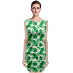 Tropical Leaf Pattern Classic Sleeveless Midi Dress by Dutashop