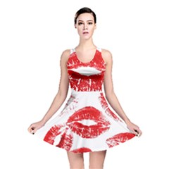 Red Lipsticks Lips Make Up Makeup Reversible Skater Dress by Dutashop