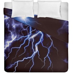 Blue Thunder At Night, Colorful Lightning Graphic Duvet Cover Double Side (king Size) by picsaspassion