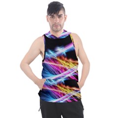 Colorful Neon Light Rays, Rainbow Colors Graphic Art Men s Sleeveless Hoodie by picsaspassion