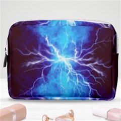 Blue Lightning Thunder At Night, Graphic Art 3 Make Up Pouch (medium) by picsaspassion