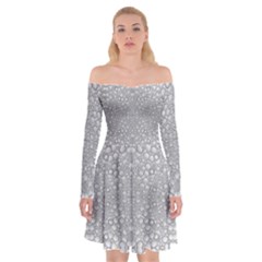 Modern Ornate Geometric Silver Pattern Off Shoulder Skater Dress by dflcprintsclothing