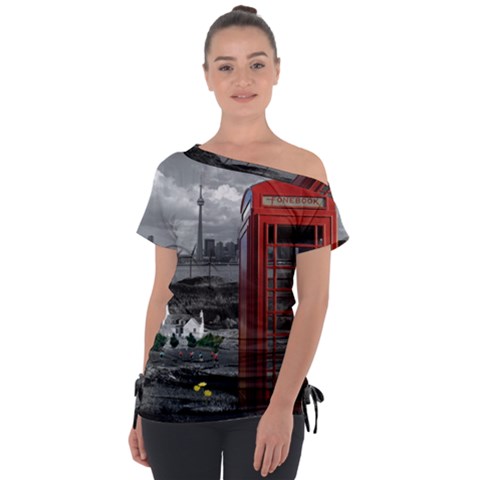 London Calling With Classic British Phonebooth - Bw & Color From Fonebook Tie-up Tee by 2853937