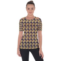 Digital Art Shoulder Cut Out Short Sleeve Top by Sparkle