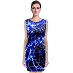 Lines Flash Light Mystical Fantasy Sleeveless Velvet Midi Dress by Dutashop