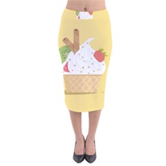 Ice Cream Dessert Summer Velvet Midi Pencil Skirt by Dutashop