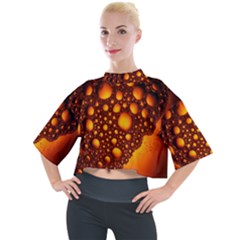 Bubbles Abstract Art Gold Golden Mock Neck Tee by Dutashop