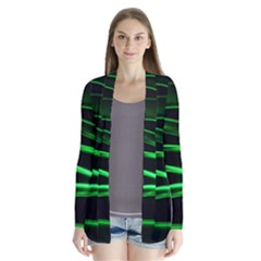 Green Light Painting Zig-zag Drape Collar Cardigan by Dutashop