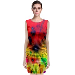 Illustrations Structure Lines Sleeveless Velvet Midi Dress by Dutashop