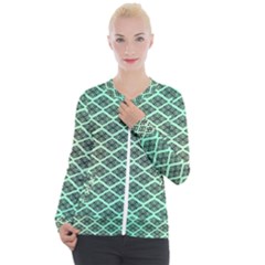 Pattern Texture Geometric Pattern Green Casual Zip Up Jacket by Dutashop