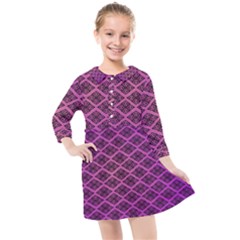 Pattern Texture Geometric Patterns Purple Kids  Quarter Sleeve Shirt Dress by Dutashop