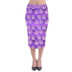 Pattern Texture Feet Dog Purple Velvet Midi Pencil Skirt by Dutashop