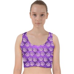 Pattern Texture Feet Dog Purple Velvet Racer Back Crop Top by Dutashop