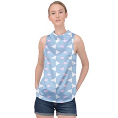 Pattern 3d High Neck Satin Top by Dutashop