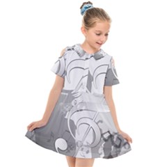 Dance Music Treble Clef Sound Girl Kids  Short Sleeve Shirt Dress by Dutashop