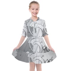 Dance Music Treble Clef Sound Girl Kids  All Frills Chiffon Dress by Dutashop