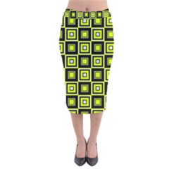 Green Pattern Square Squares Velvet Midi Pencil Skirt by Dutashop