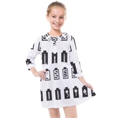 Battery Icons Charge Kids  Quarter Sleeve Shirt Dress by Dutashop