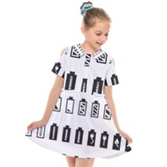 Battery Icons Charge Kids  Short Sleeve Shirt Dress by Dutashop