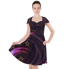 Background Abstract Star Cap Sleeve Midi Dress by Dutashop