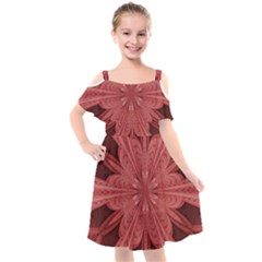 Background Floral Pattern Kids  Cut Out Shoulders Chiffon Dress by Dutashop