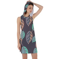 Leaf Brown Racer Back Hoodie Dress by Dutashop