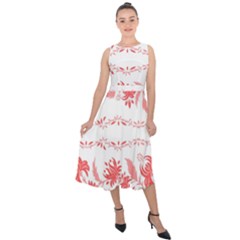 Folk Ornament Midi Tie-back Chiffon Dress by Eskimos