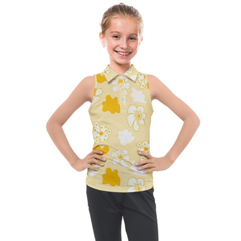 Abstract Daisy Kids  Sleeveless Polo Tee by Eskimos