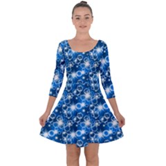 Star Hexagon Deep Blue Light Quarter Sleeve Skater Dress by Dutashop