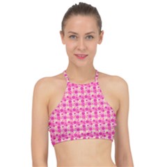 Heart Pink Racer Front Bikini Top by Dutashop