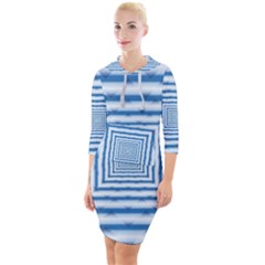 Metallic Blue Shiny Reflective Quarter Sleeve Hood Bodycon Dress by Dutashop