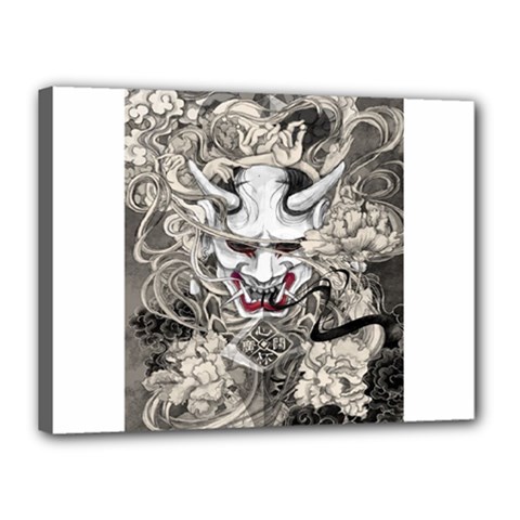 Samurai Oni Mask Canvas 16  X 12  (stretched) by Saga96