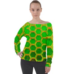 Hexagon Window Off Shoulder Long Sleeve Velour Top by essentialimage365