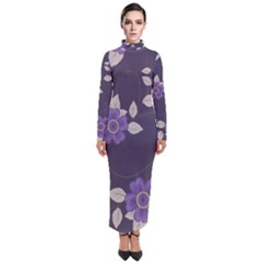 Purple Flowers Turtleneck Maxi Dress by goljakoff