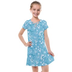 Blue White Flowers Kids  Cross Web Dress by Eskimos