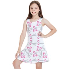 Pink Folk Flowers Kids  Lightweight Sleeveless Dress by Eskimos