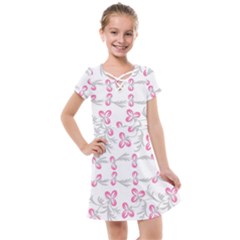 Pink Folk Flowers Kids  Cross Web Dress by Eskimos