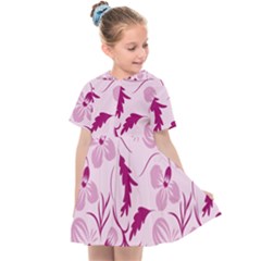 Dark Pink Flowers Kids  Sailor Dress by Eskimos