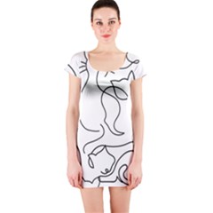 Cats Line Art  Short Sleeve Bodycon Dress by Sobalvarro