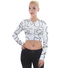 Cats Line Art  Long Sleeve Cropped Velvet Jacket by Sobalvarro