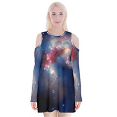 Galaxy Velvet Long Sleeve Shoulder Cutout Dress by ExtraAwesomeSauce