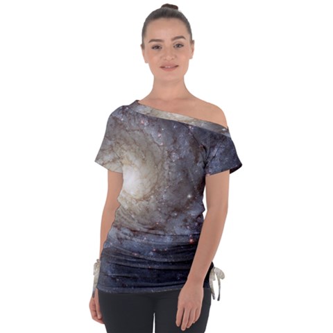 Spiral Galaxy Off Shoulder Tie-up Tee by ExtraAwesomeSauce