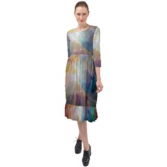 Colorful Galaxy Ruffle End Midi Chiffon Dress by ExtraAwesomeSauce