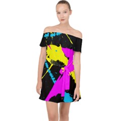 Splatter Splatter Off Shoulder Chiffon Dress by ExtraAwesomeSauce