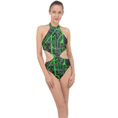 Tech Halter Side Cut Swimsuit by ExtraAwesomeSauce