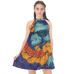 Koi Fish Halter Neckline Chiffon Dress  by ExtraAwesomeSauce